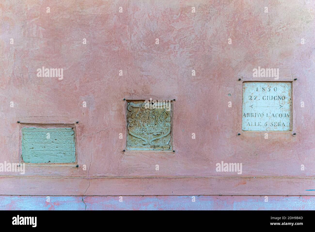 Italy Veneto - Pieve di Soligo - Borgo Stolfi -inscriptions on plates Stock Photo