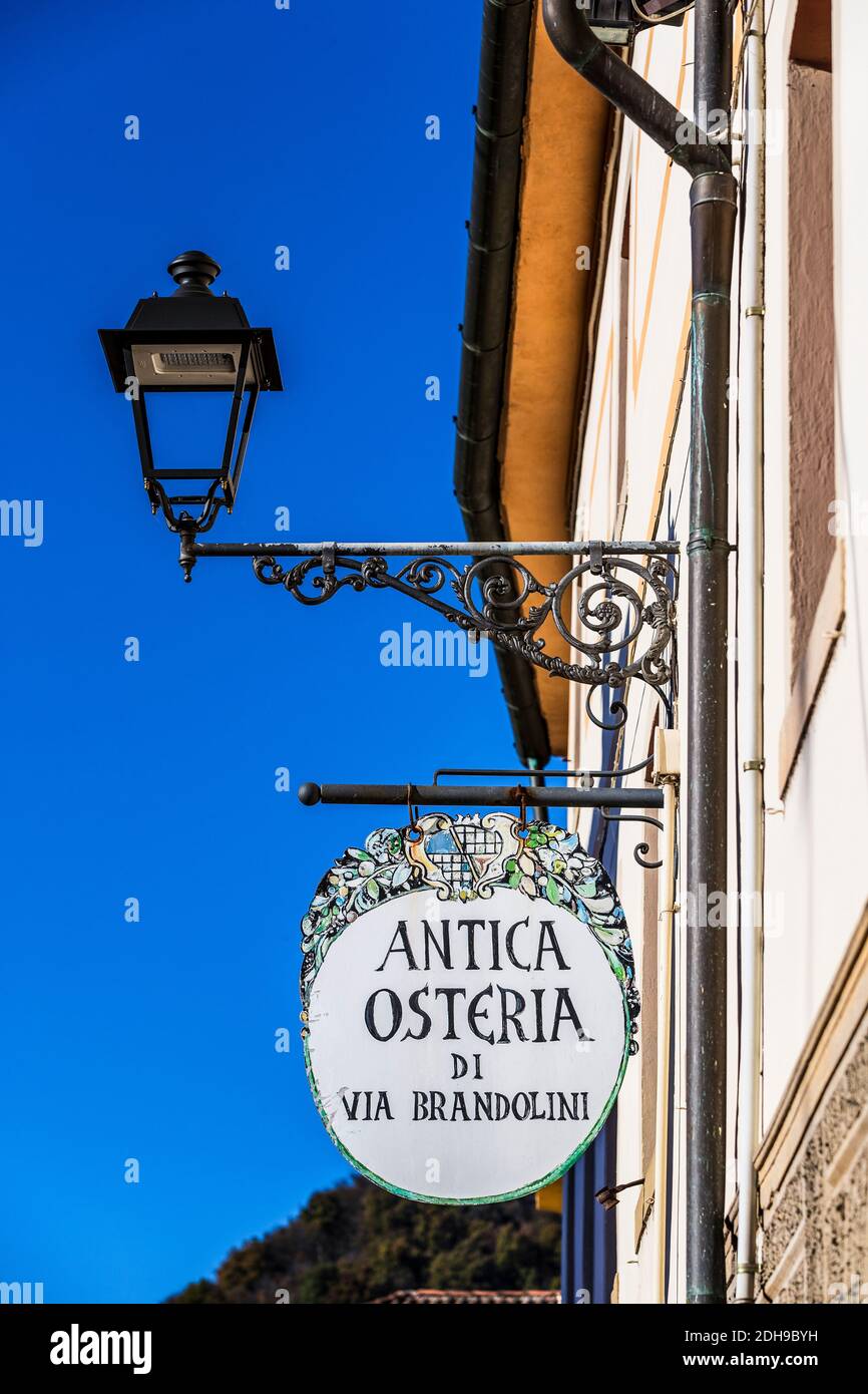 Italy Veneto - Solighetto - Antica Osteria di Via Brandolini  sign Stock Photo