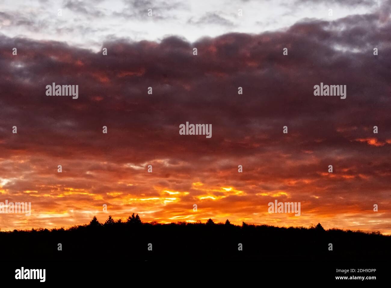 Burning Sky at the Morning Stock Photo