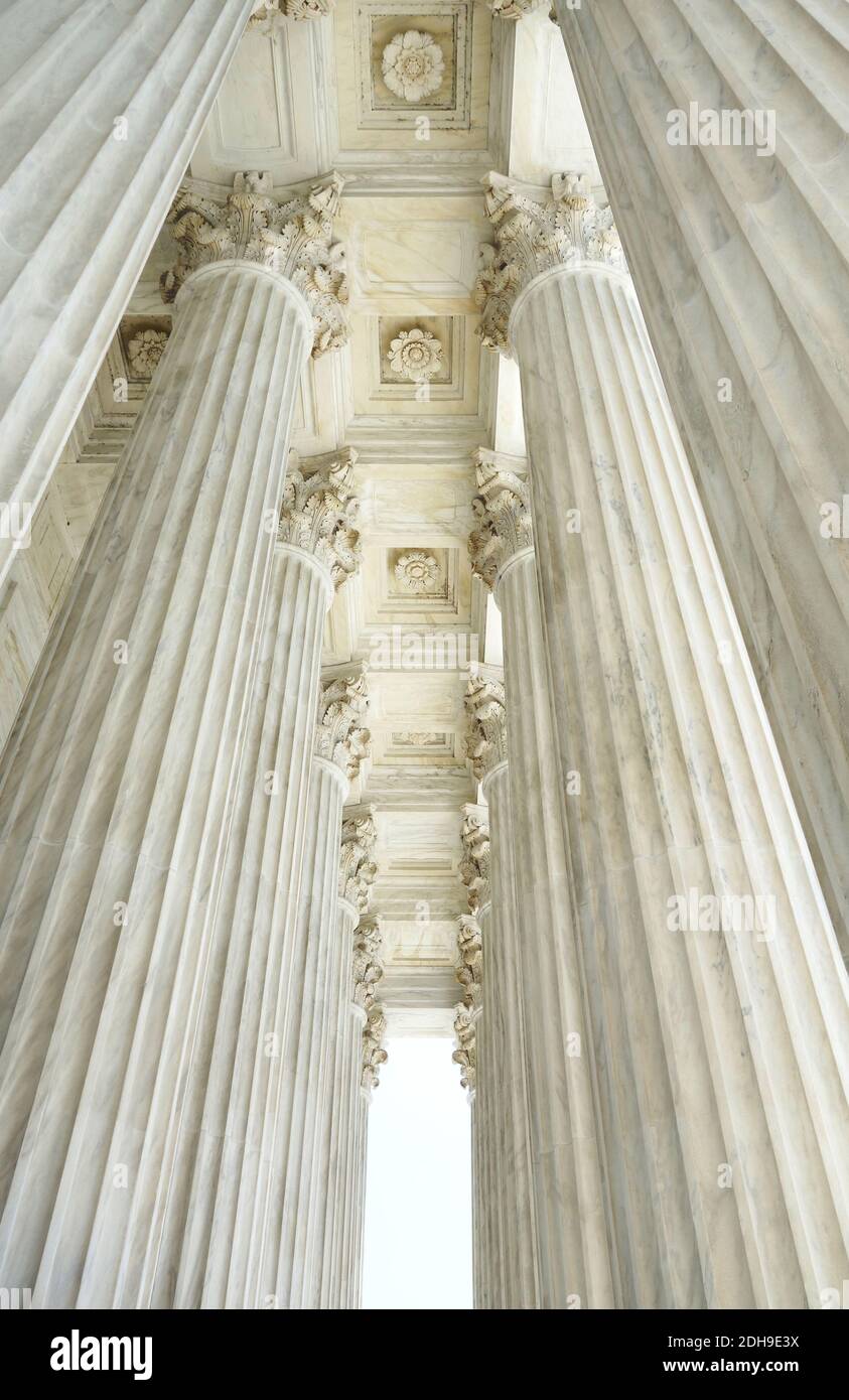 Columns of the US Supreme Court in Washington DC Stock Photo