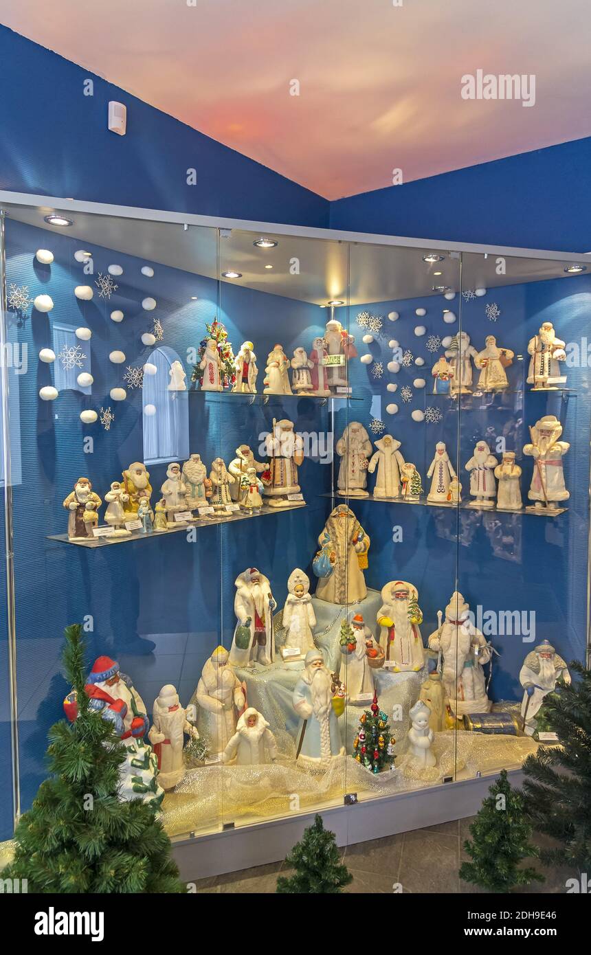 Figurines of Santa Clauses and Snow Maidens. Stock Photo