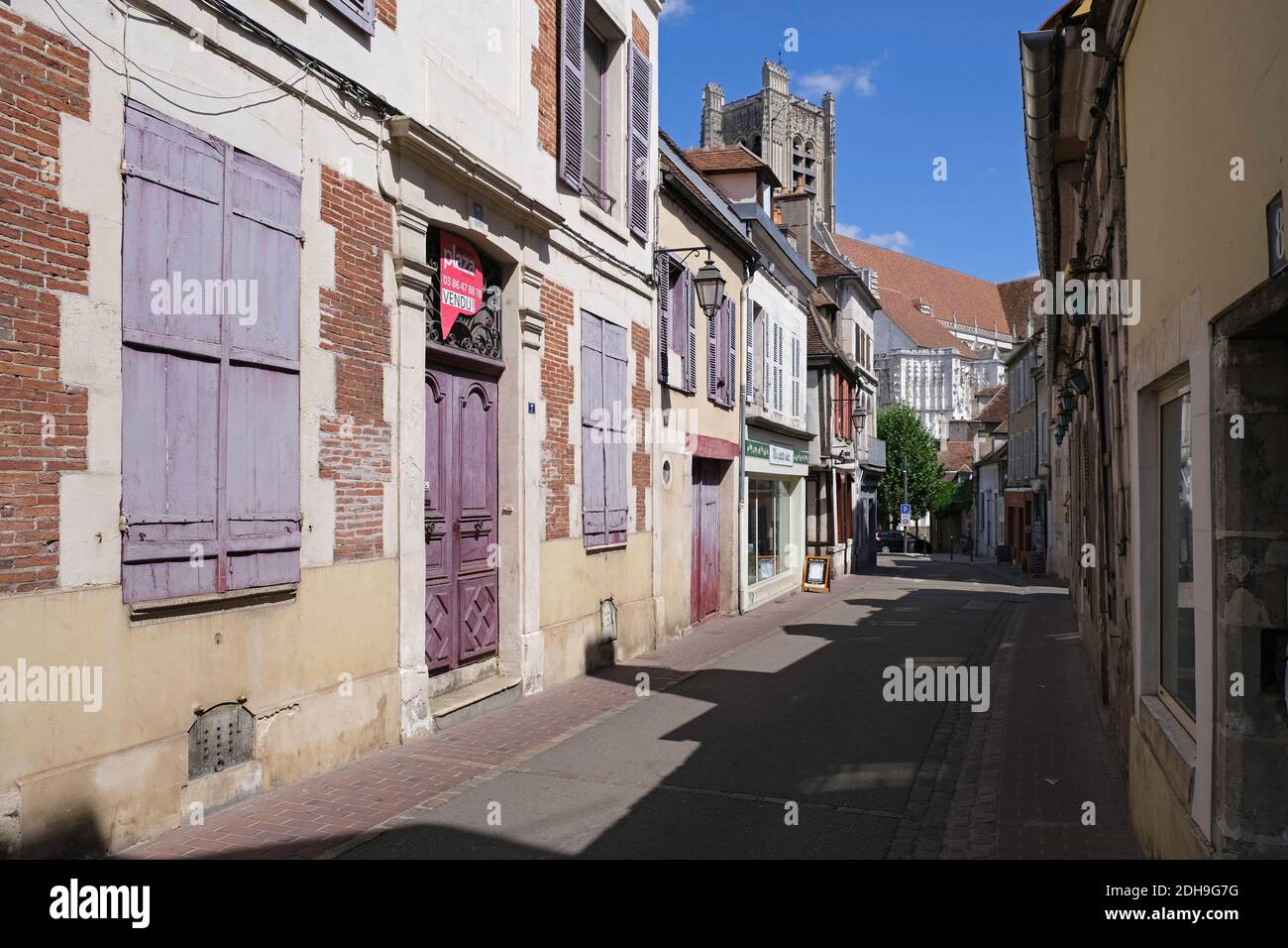 Auxerre (northern France): “rue Fourier” street in the city centre Stock Photo