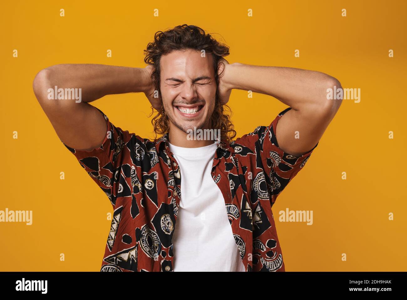 Disheveled Male Standing Like Shell-shocked Touching Hair Stock Image -  Image of posing, grunge: 202897141