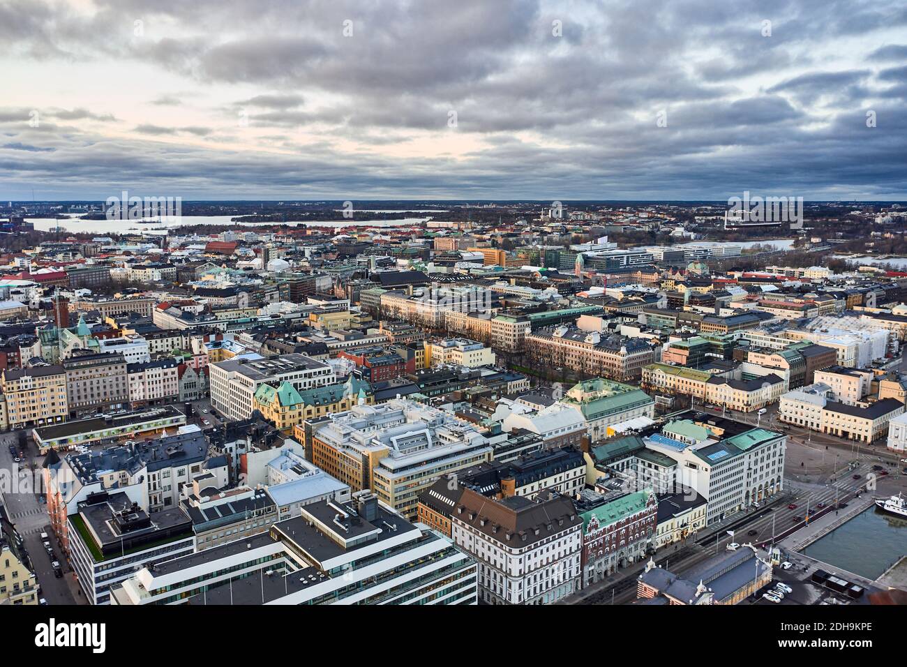 Aerial view of Kaartinkaupunki and Kluuvi neighborhoods of Helsinki, Finland. Stock Photo