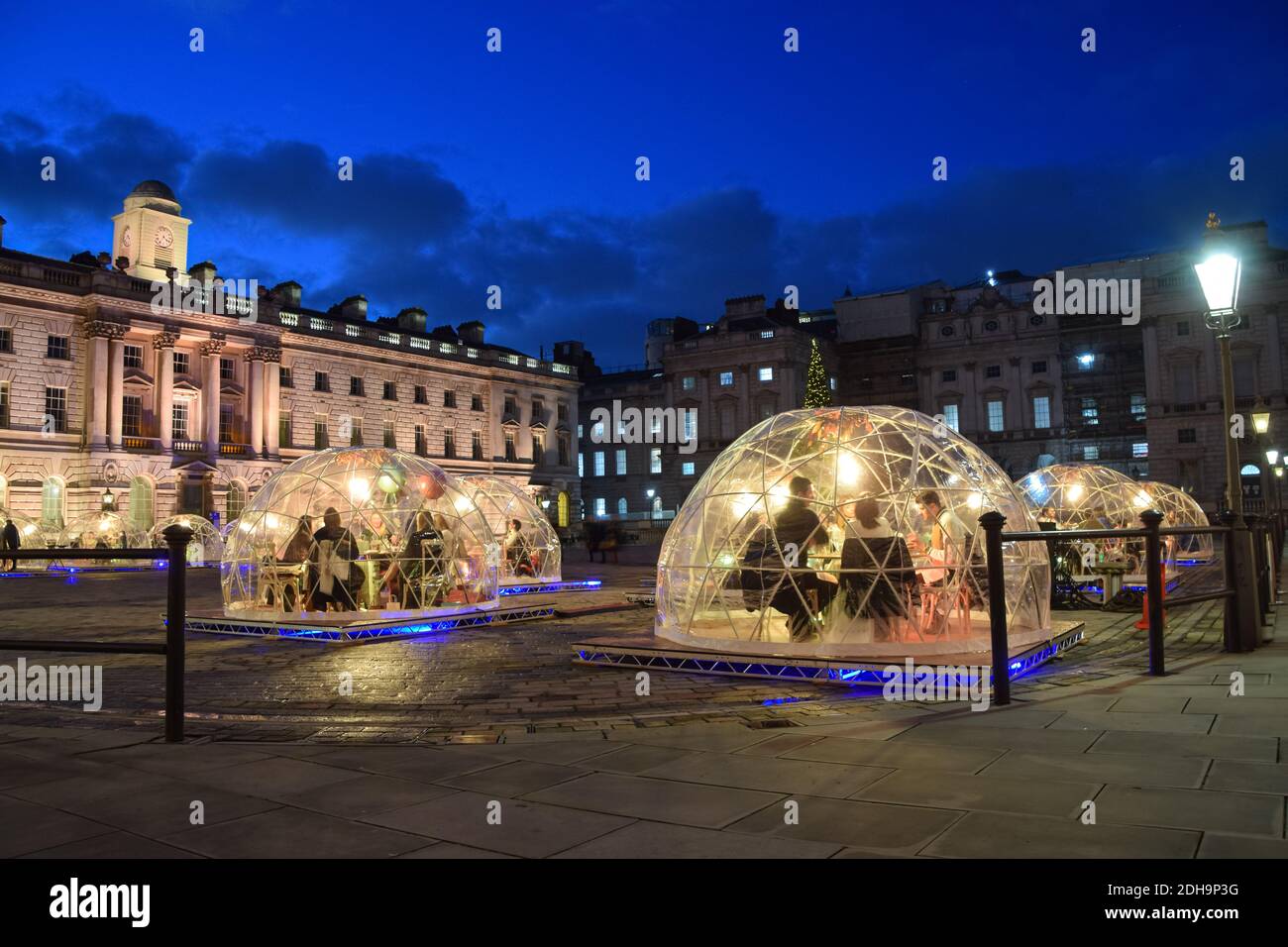 View of Winter Domes at Somerset House in London. The domes, resembling