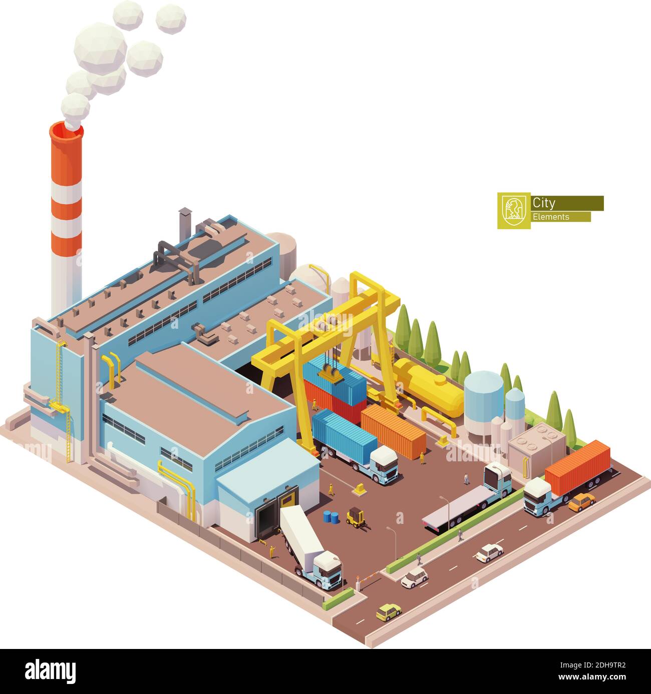 Vector isometric factory building Stock Vector Image & Art - Alamy