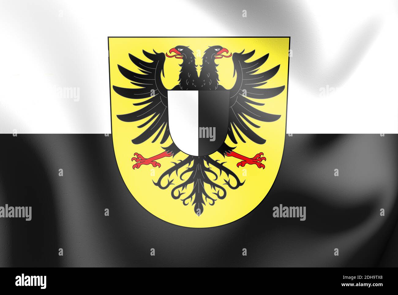 3D Flag of Friedberg (Friedberg in der Wetterau), Hesse. Germany. 3D Illustration. Stock Photo