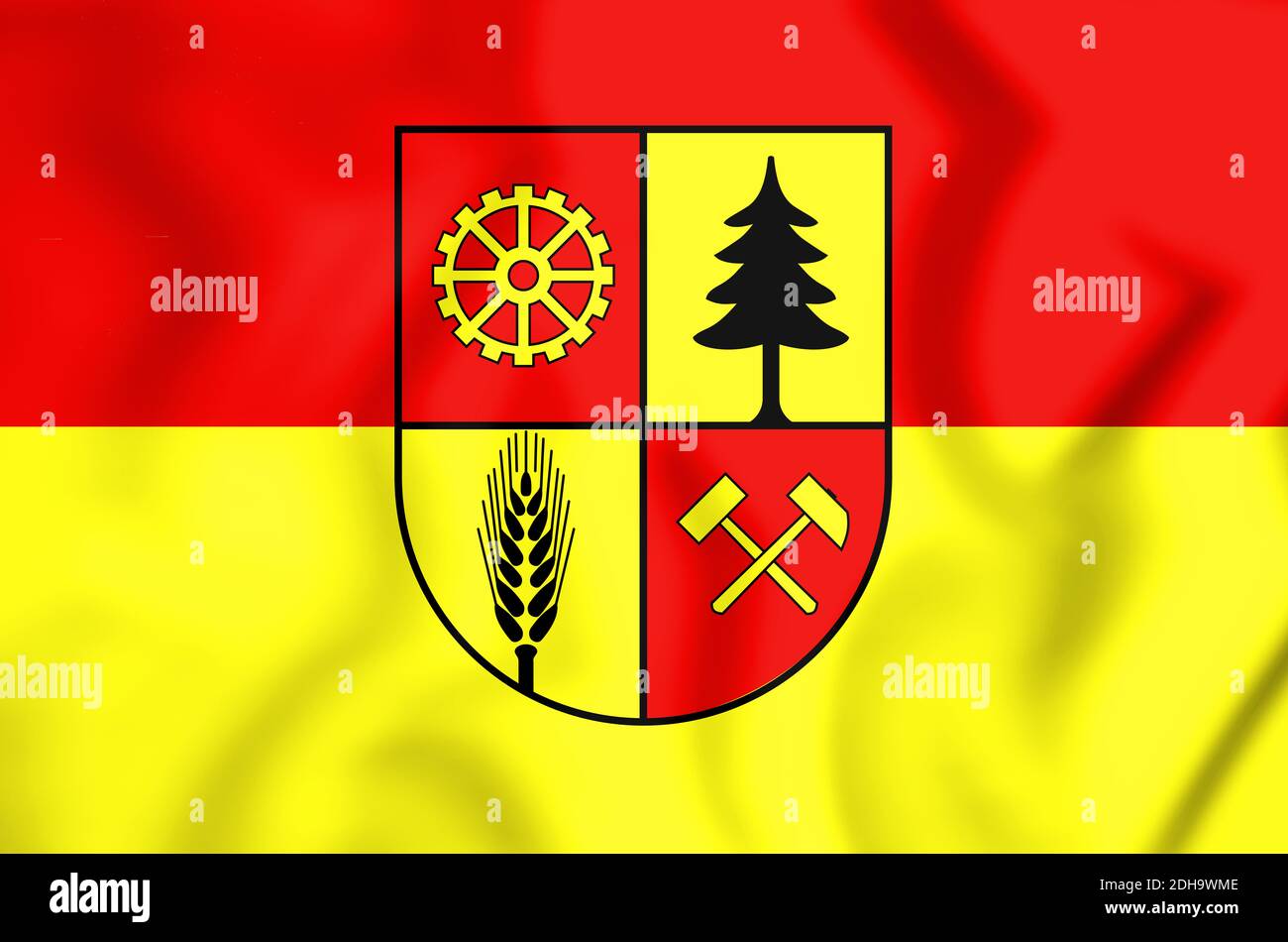 3D Flag of Freital (Saxony), Germany. 3D Illustration. Stock Photo