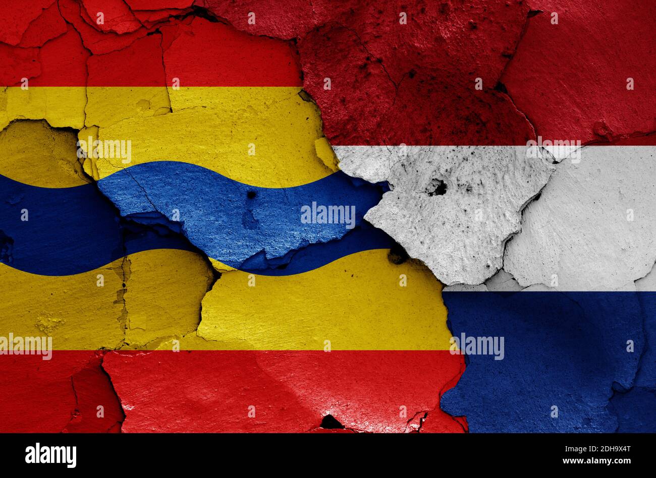 Flags of Overijssel and Netherlands painted on cracked wall Stock Photo ...