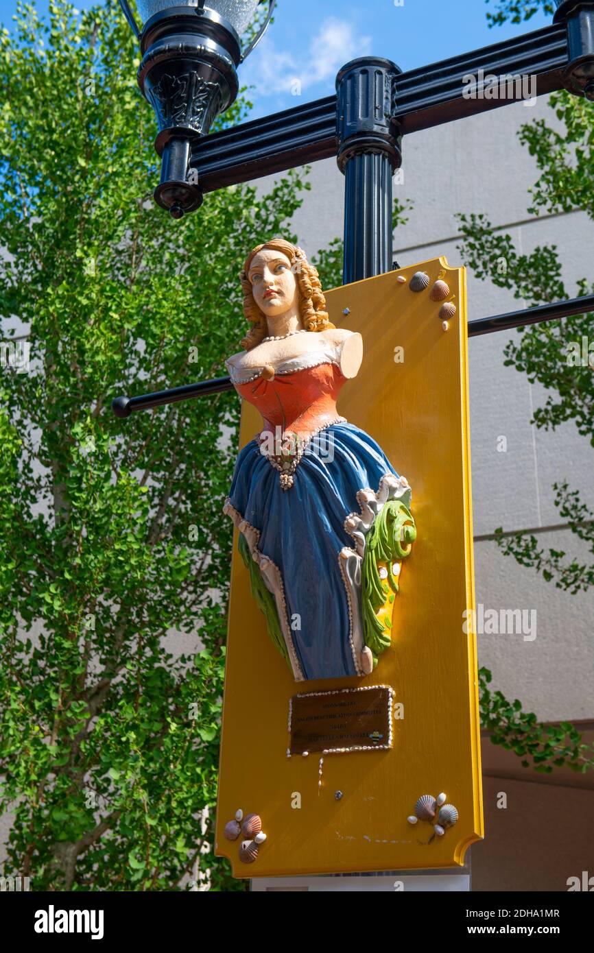 Lady of Salem statue in Salem, Massachusetts MA, USA. The original figurehead was installed on