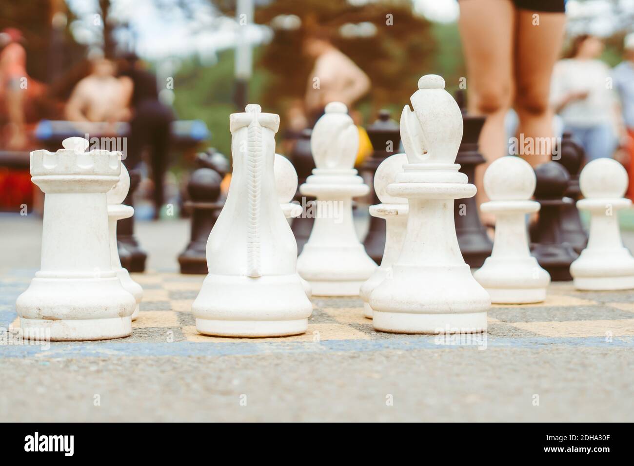 Giant Garden Chess Set Set Out For A Game Of Chess Giant chess board game set in the garden