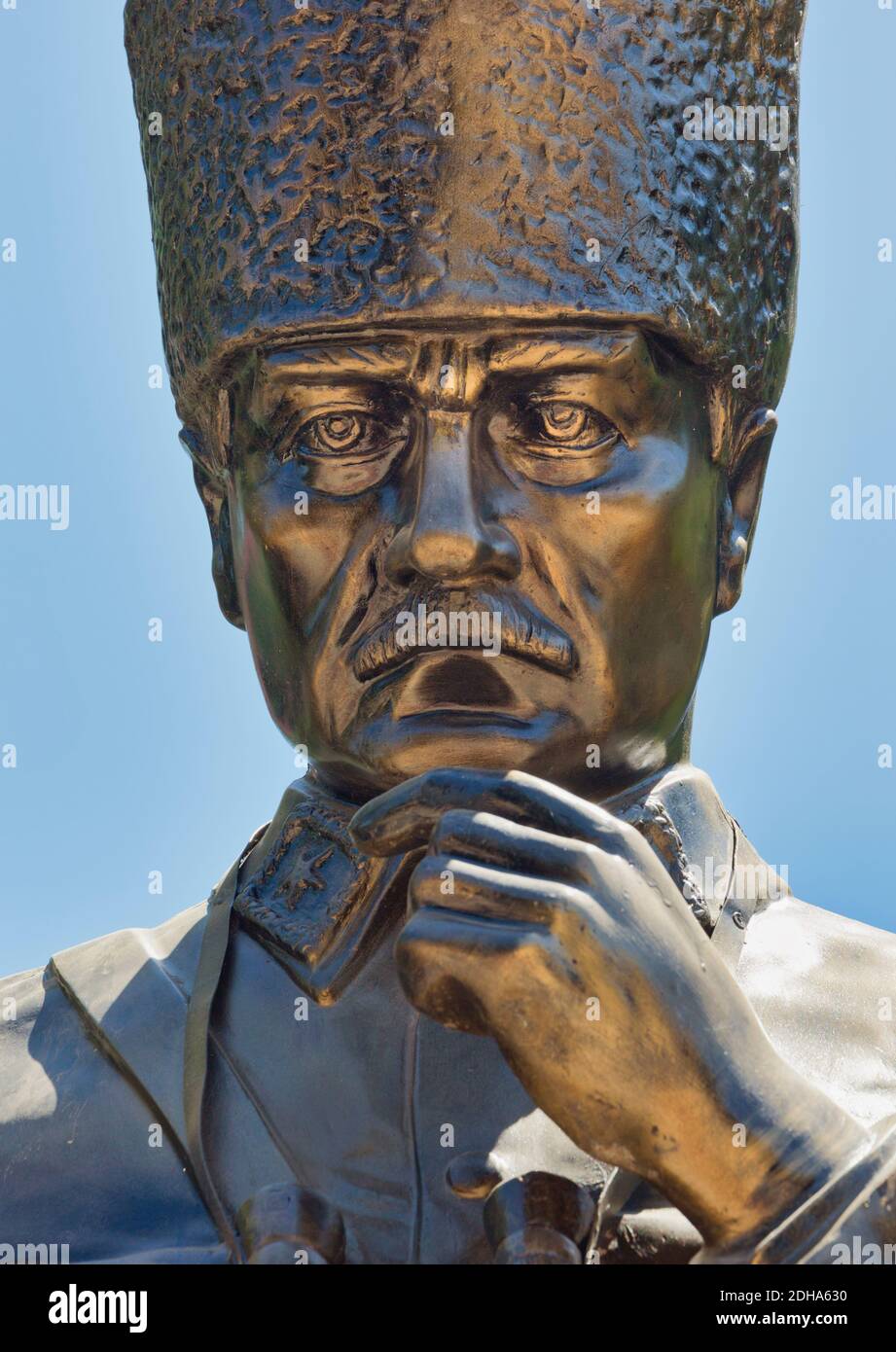 Bust of Ataturk in the square at Kosk, Aydin Province, Turkey.  Mustafa Kemal Ataturk, 1881 to 1938.  Founder of the Republic of Turkey and first pres Stock Photo