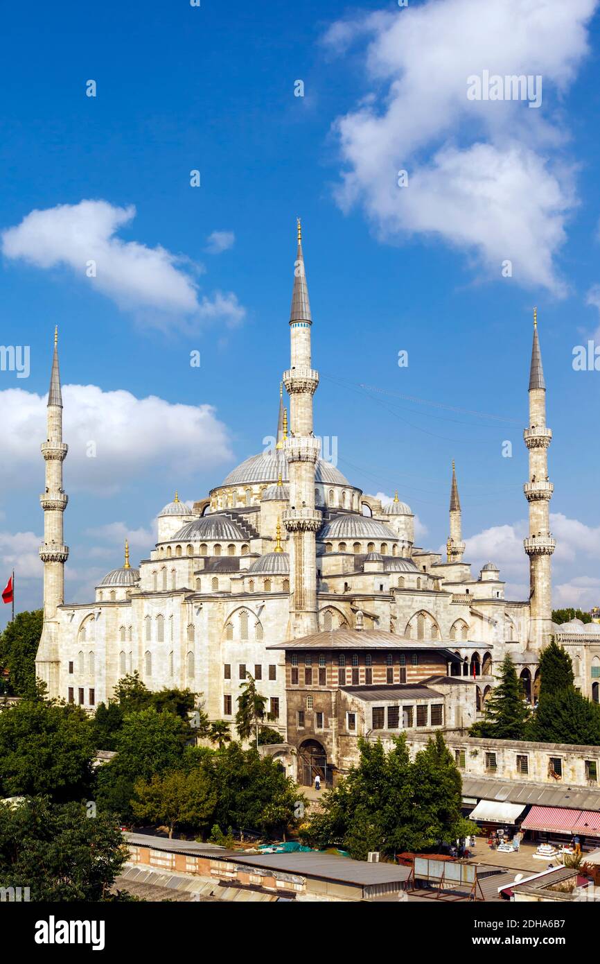 Istanbul, Istanbul Province, Turkey.  The Sultan Ahmet or Sultanahmet Mosque, also known as the Blue Mosque.  The mosque is part of the Historic Areas Stock Photo