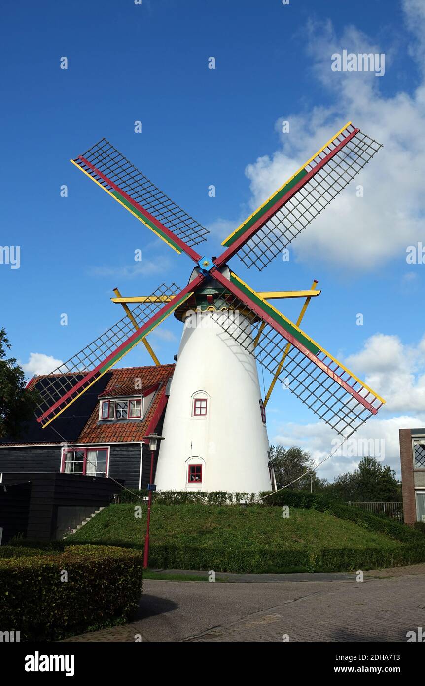 Windmill t Welvaaren in Grijpskerke, Zeeland Stock Photo