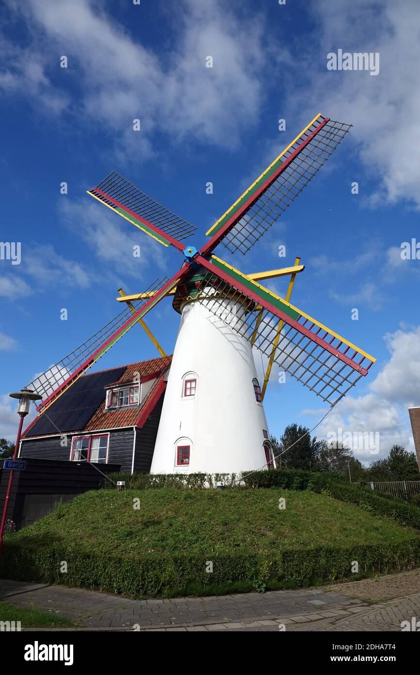 Windmill t Welvaaren in Grijpskerke, Zeeland Stock Photo