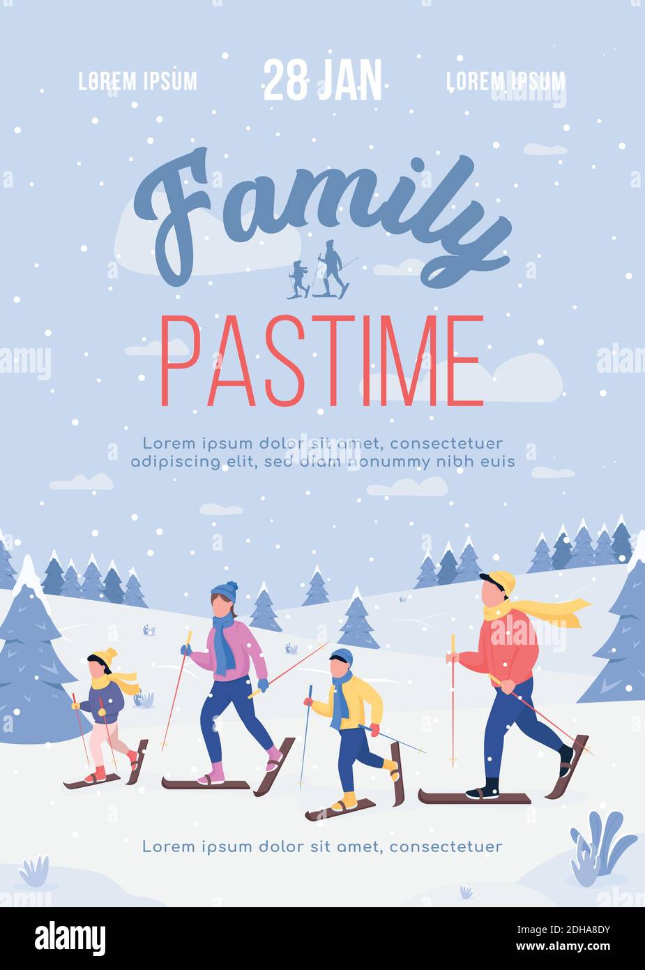 Family pastime poster flat vector template Stock Vector