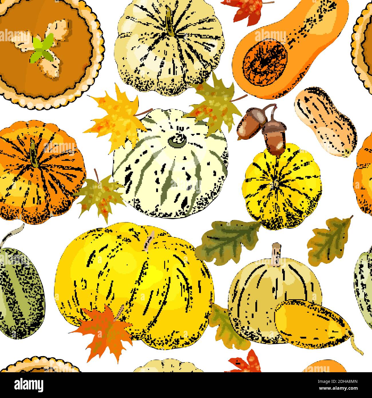Premium Vector  Autumn cozy seamless pattern with pumpkin pie