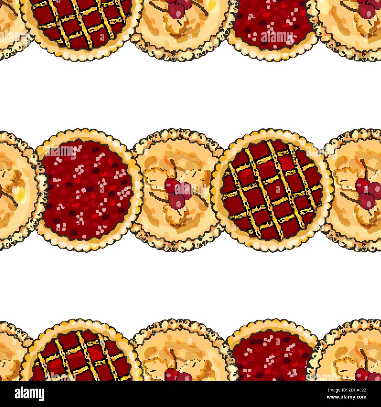 Endless texture with cherry pies. The theme of autumn, Pie Day, harvest