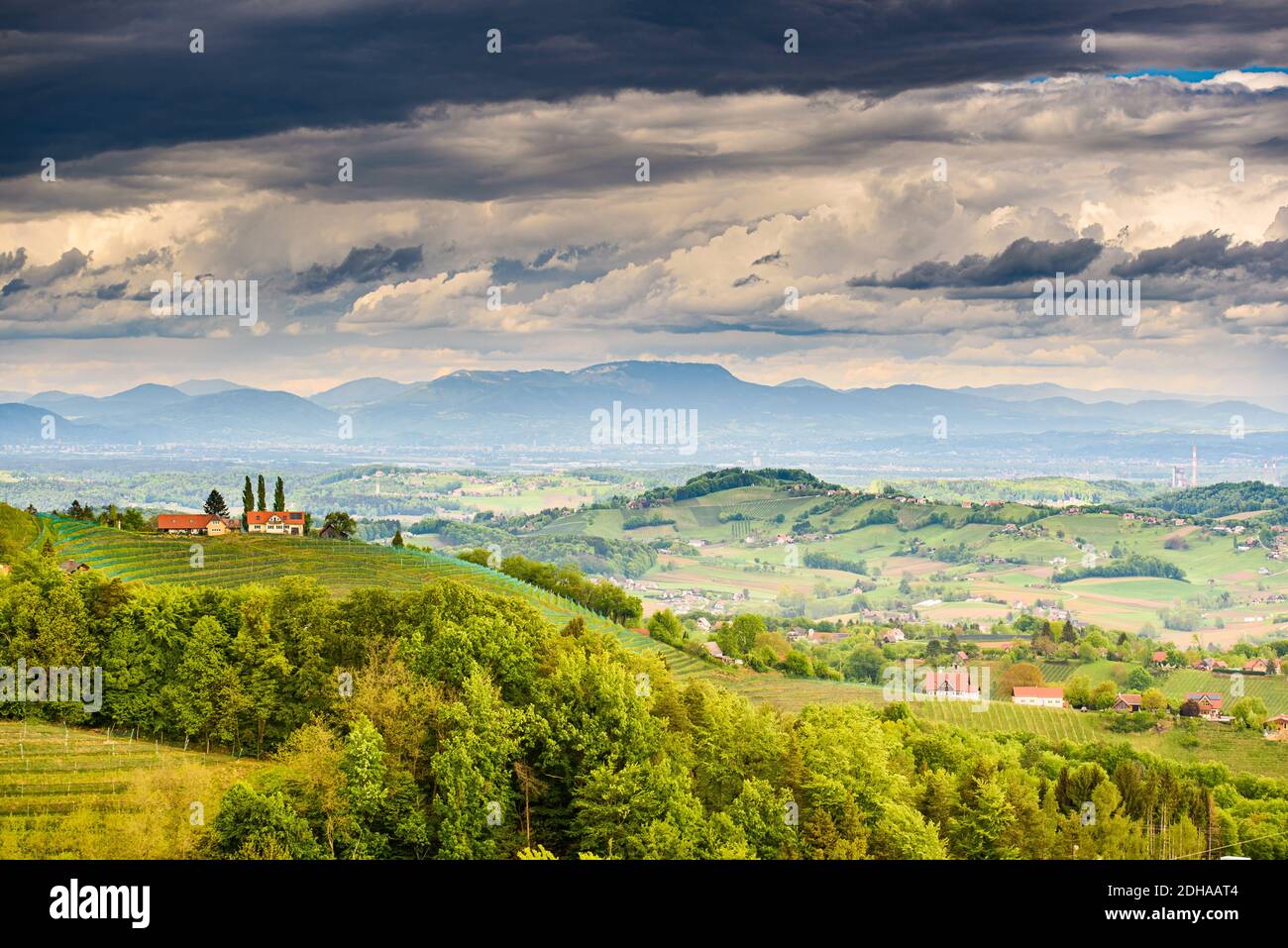 Austria vineyards landscape. View from Kitzeck village in direction of ...