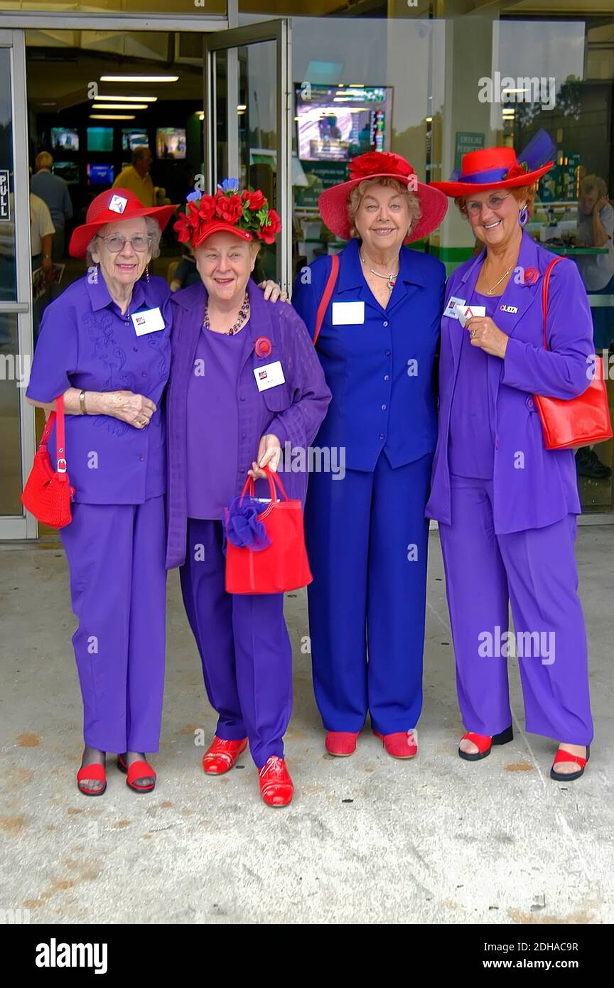 Red hat society women hi-res stock photography and images - Alamy