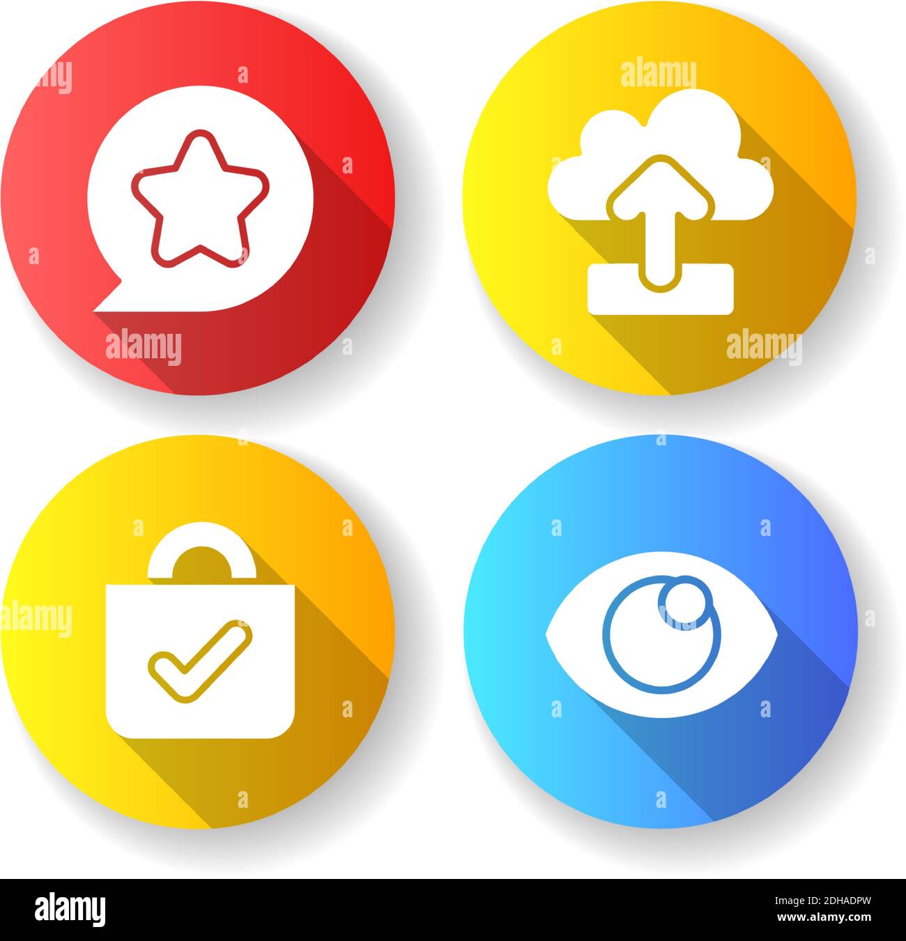 Easy to use interface creation process flat design long shadow glyph icons set Stock Vector