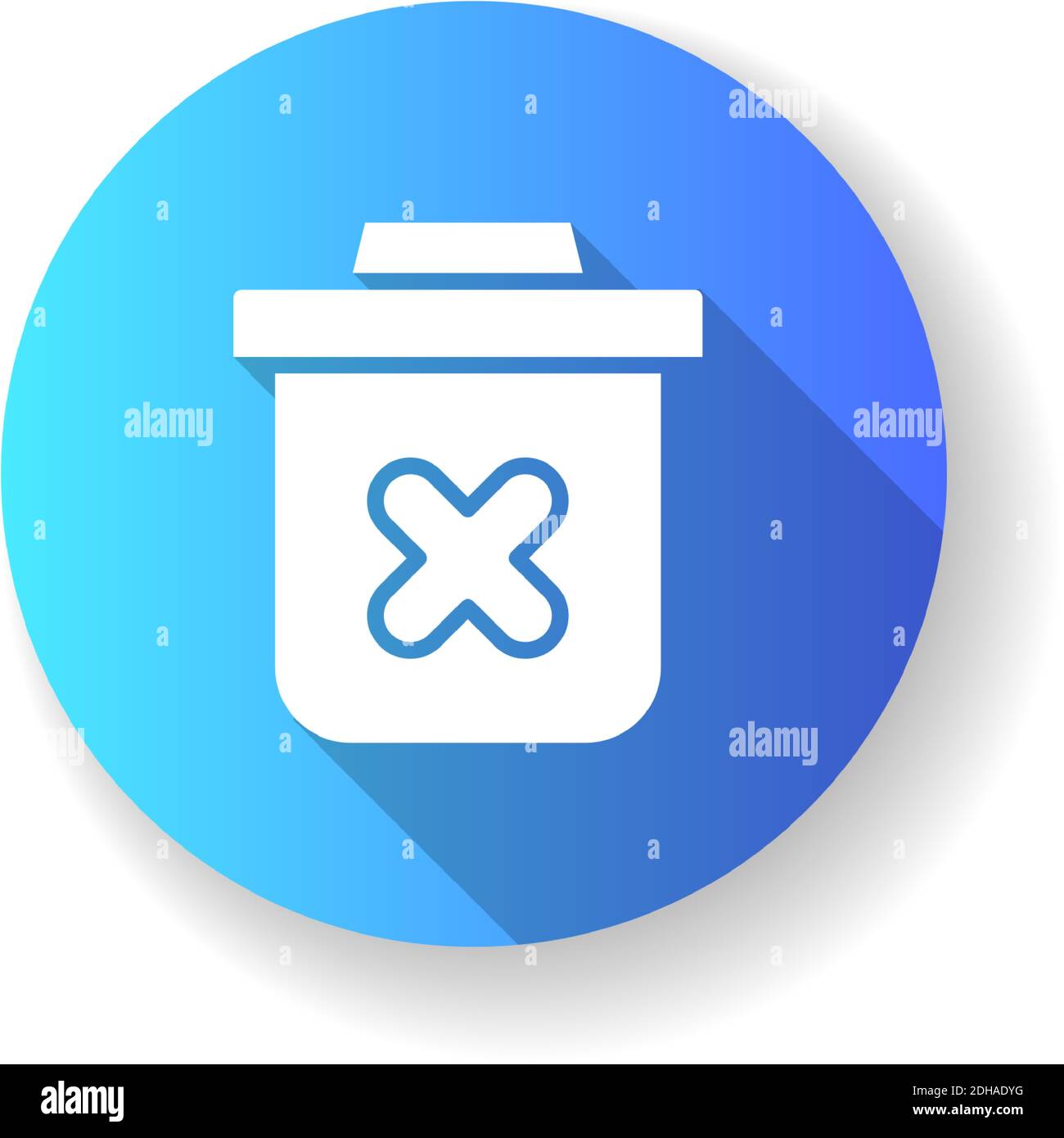 Delete blue flat design long shadow glyph icon Stock Vector