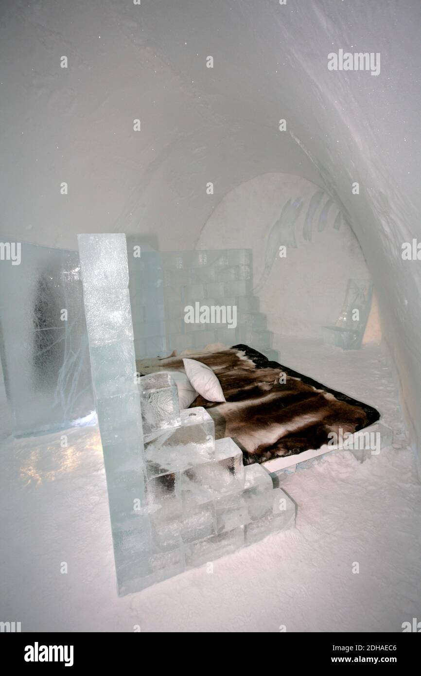 ICE HOTEL, JUKASSJARVI SWEDEN Stock Photo