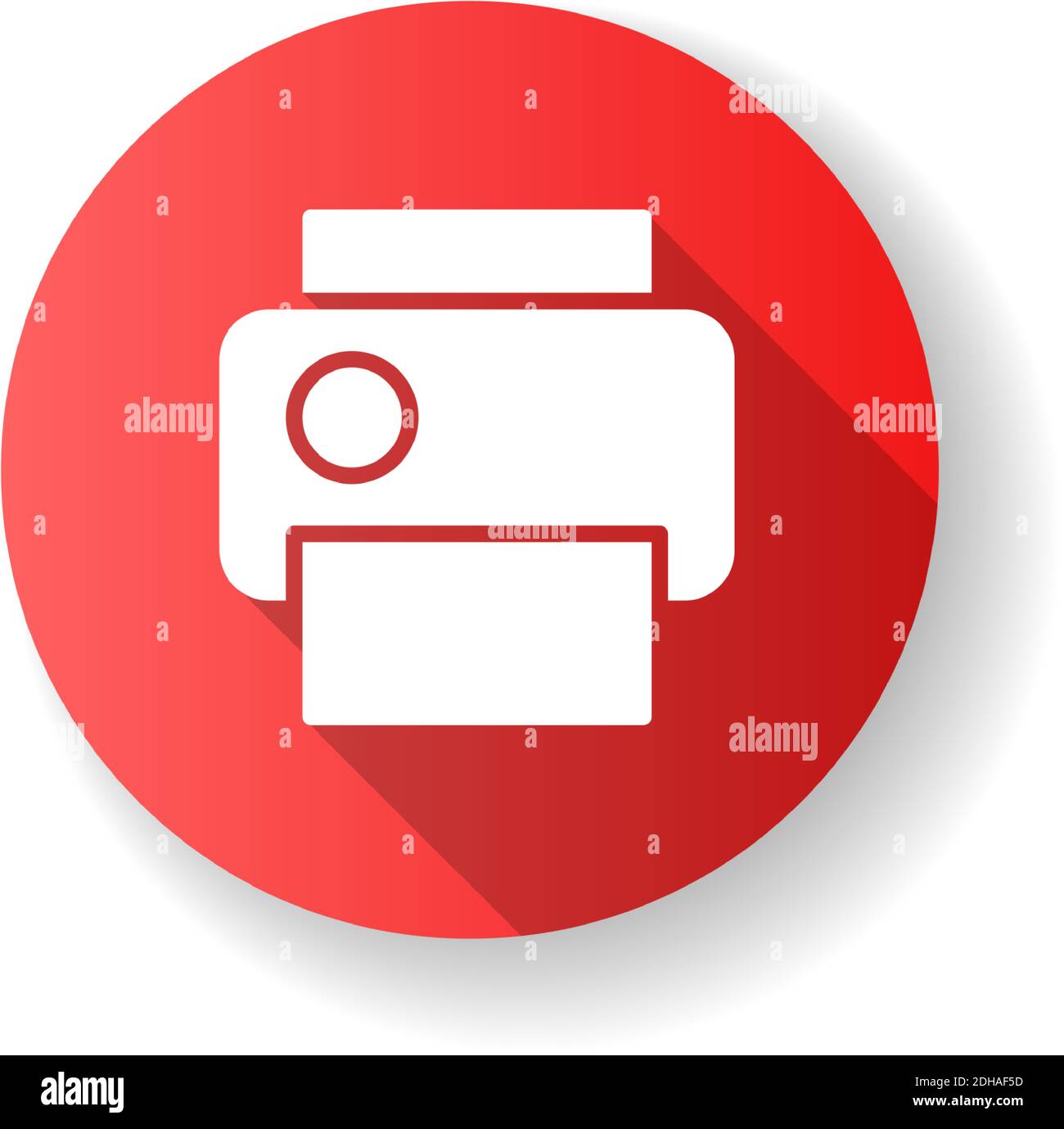 Print red flat design long shadow glyph icon Stock Vector