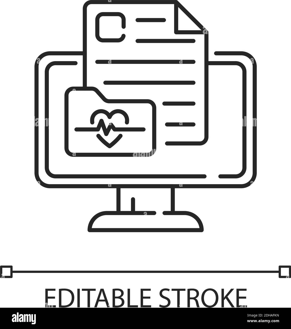 Online medical history linear icon Stock Vector