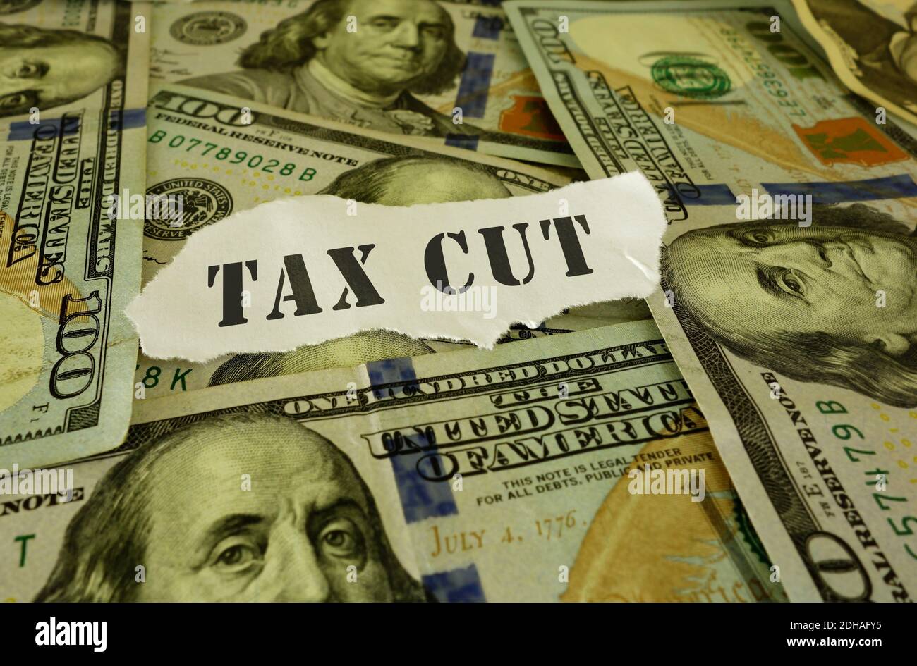 Tax cut money Stock Photo