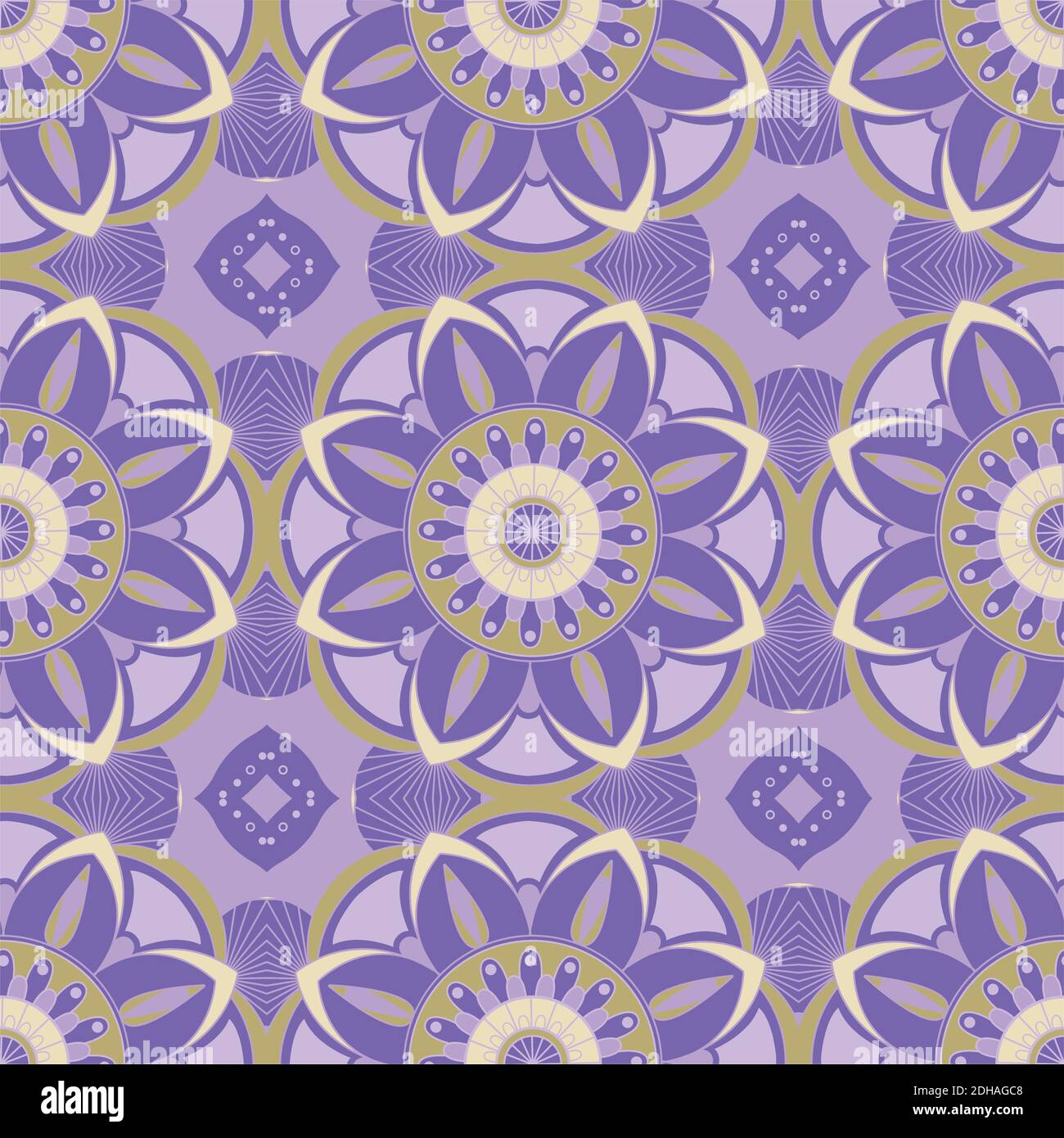 Ethnic tight vector pattern. Purple flowers mandalas. Can be used for
