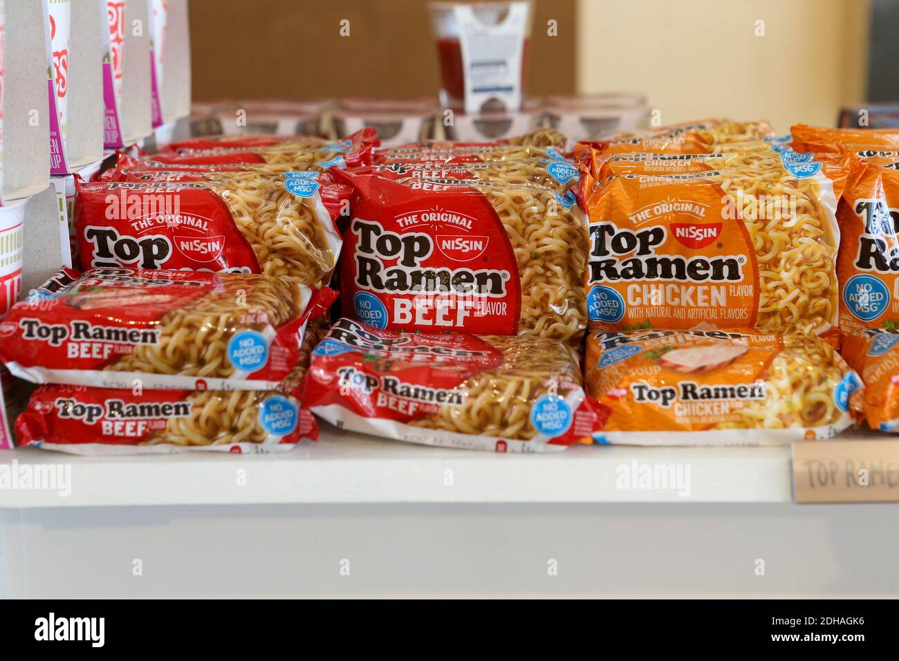 Nissin Top Ramen on the shelves on Thursday, Dec 3, 2020, in Los Angeles, Calif. (Jevone Moore/Image of Sport) Stock Photo