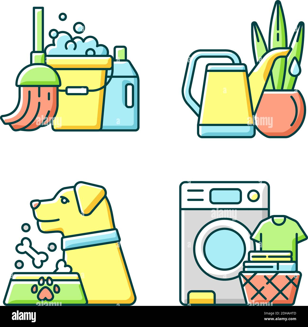 Domestic chores RGB color icons set Stock Vector Image & Art - Alamy