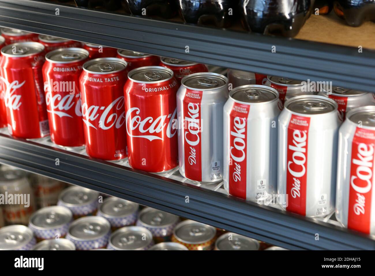 Coke-cola and Diet Coke on the shelves on Thursday, Dec 3, 2020, in Los Angeles, Calif. (Jevone Moore/Image of Sport) Stock Photo