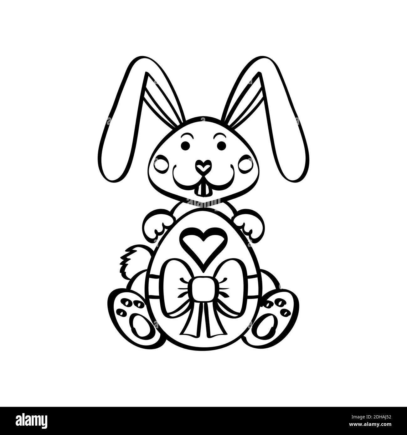 Easter bunny rabbit with egg isolated on white background Stock Vector ...