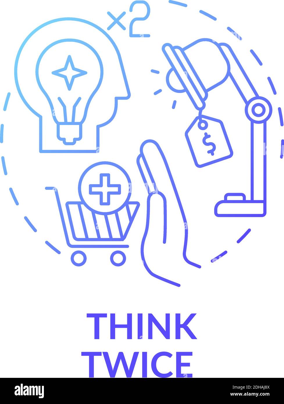 Thinking twice concept icon Stock Vector