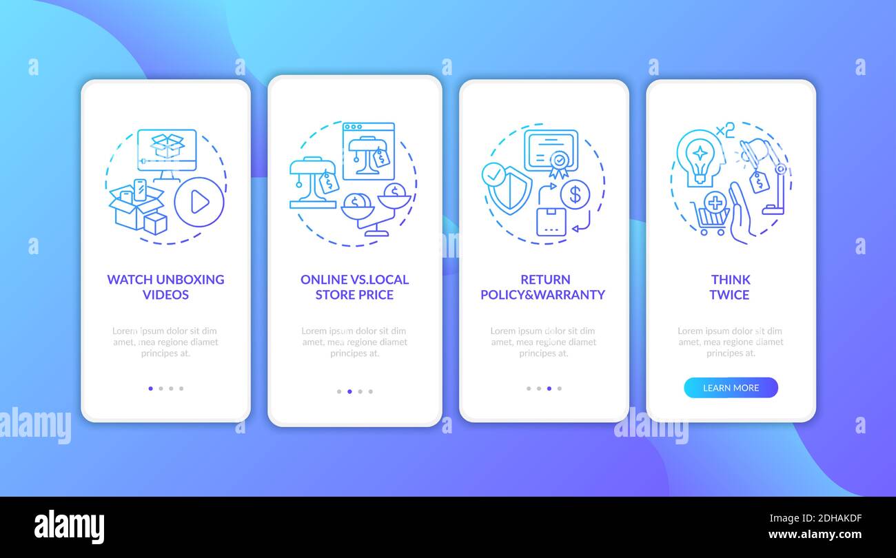 Informed customer tips onboarding mobile app page screen with concepts Stock Vector
