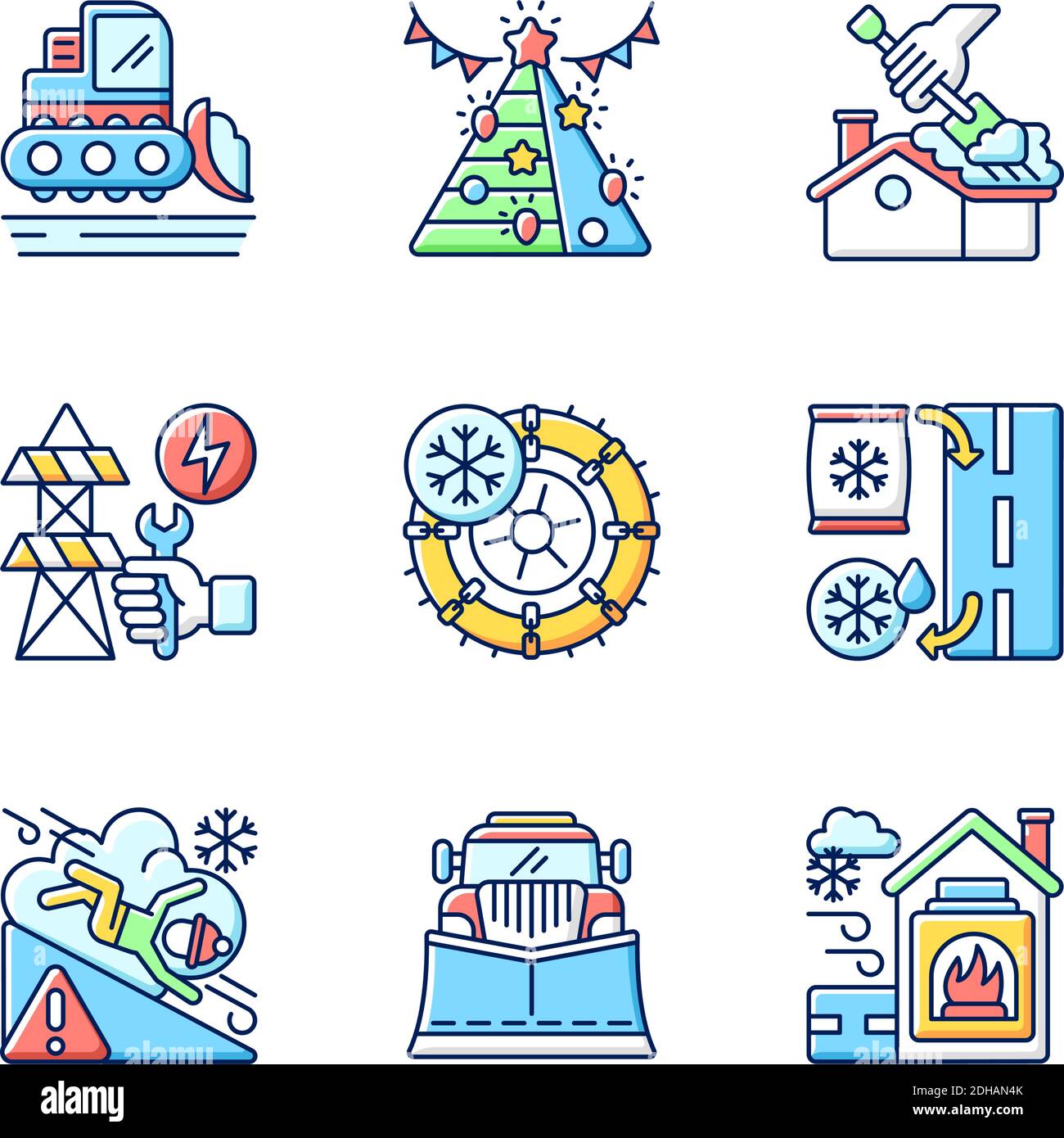 Winter city services RGB color icons set Stock Vector Image & Art - Alamy