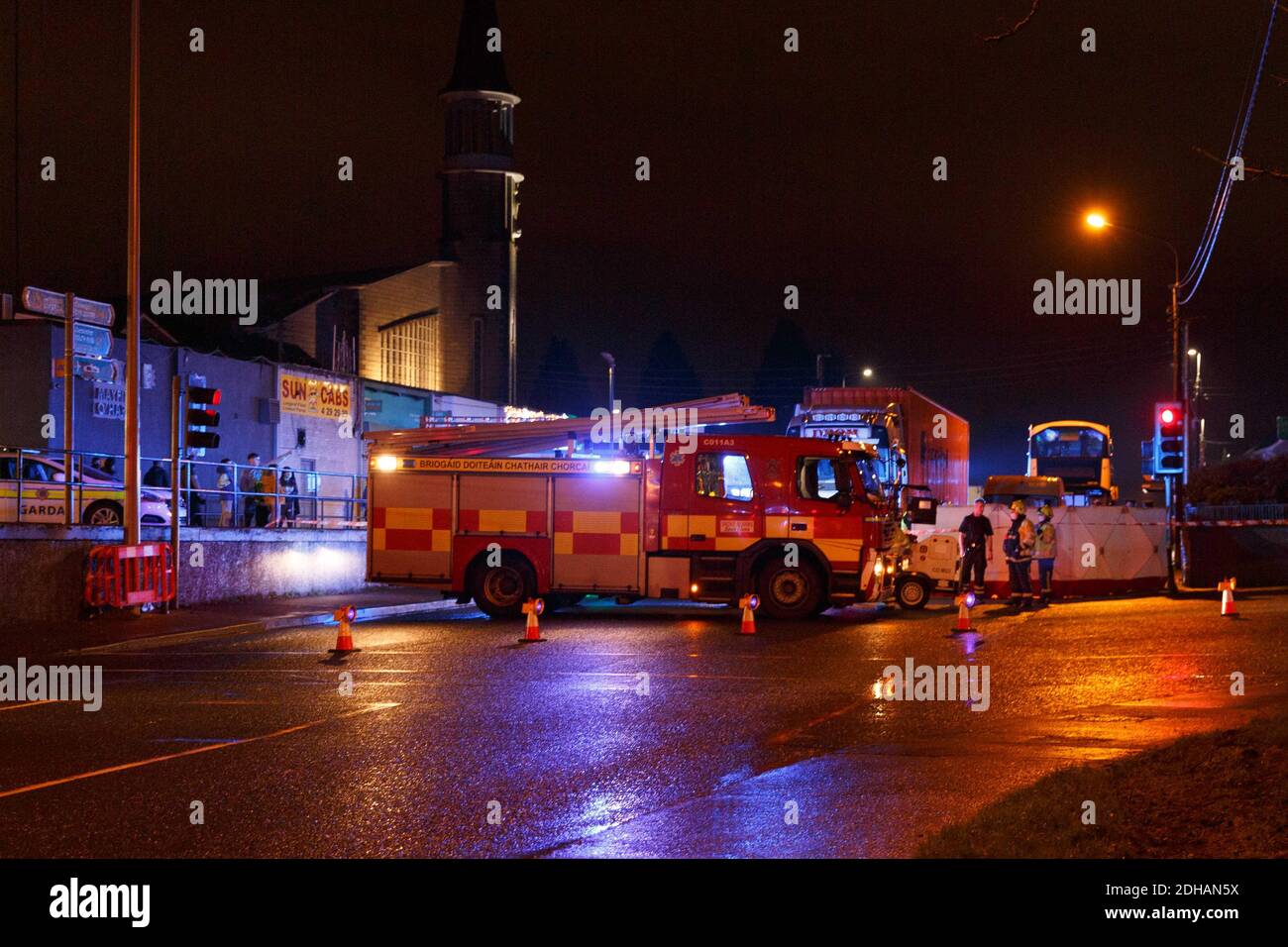 Cork, Ireland. 10th Dec, 2020. Pedestrian Struck by Truck, Cork City. At 5PM today reports came in that a pedestrian had been knocked down by an articulated truck at the Old Youghal Road Junction in Mayfield. Emergency services are on scene dealing with the situation. Reports say the pedestrian who was in her 40s was killed in the collision. Credit: Damian Coleman/Alamy Live News Stock Photo