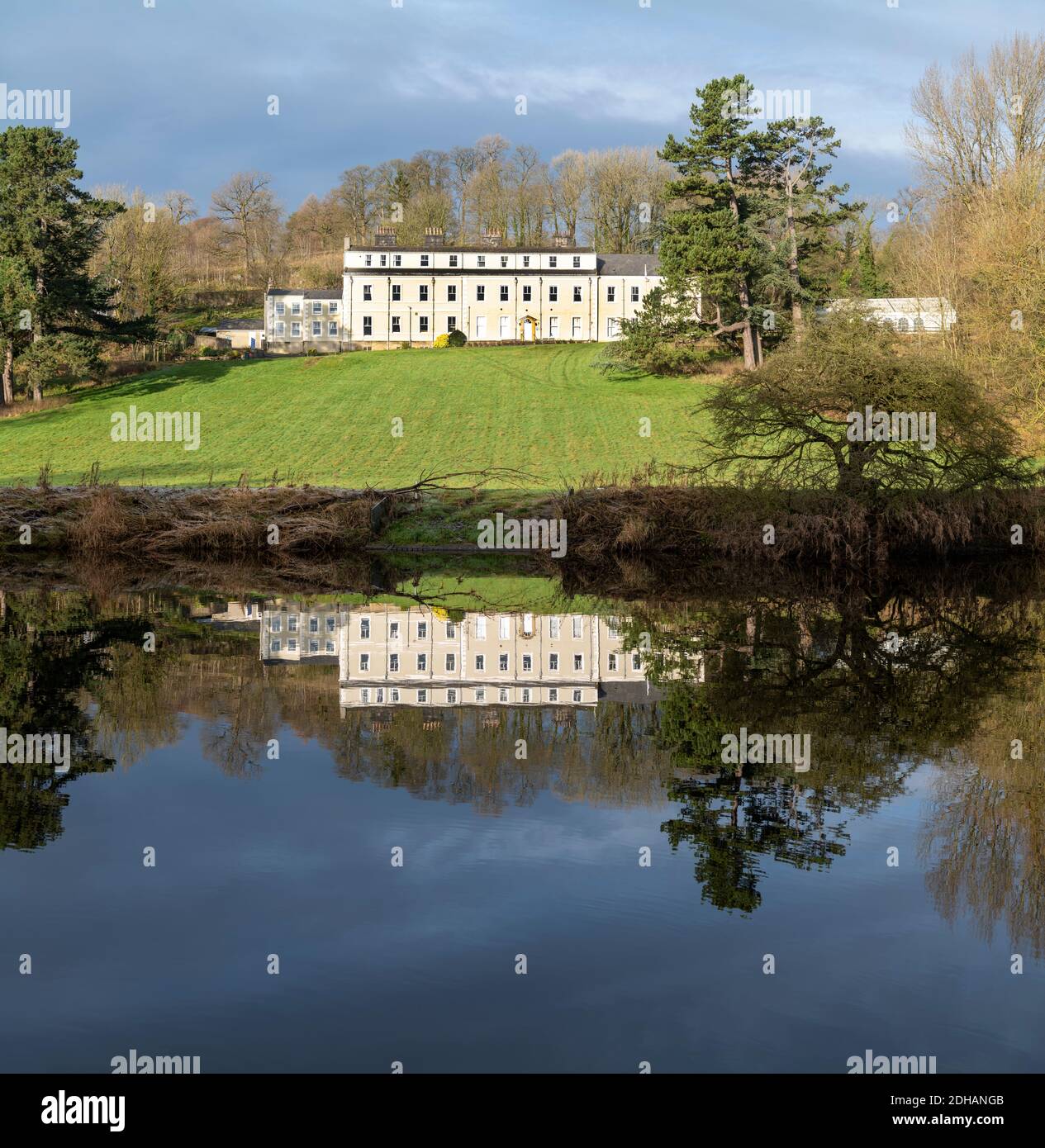 Waddow Hall, Grade II listed building, Girl Guides centre on the banks of the River Ribble, Clitheroe, Lancashire, UK. Stock Photo