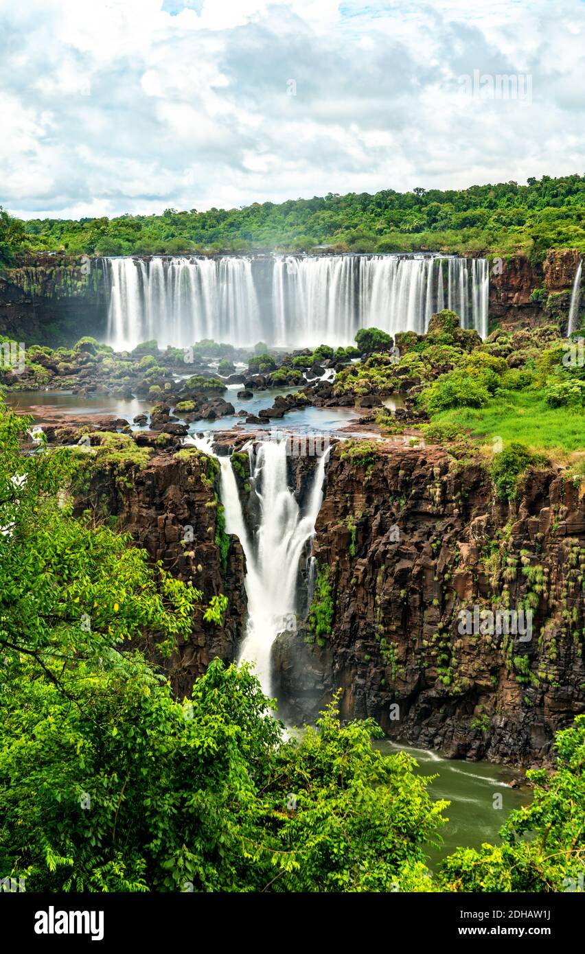 Iguazu Falls, the largest waterfall in the world, South America Stock