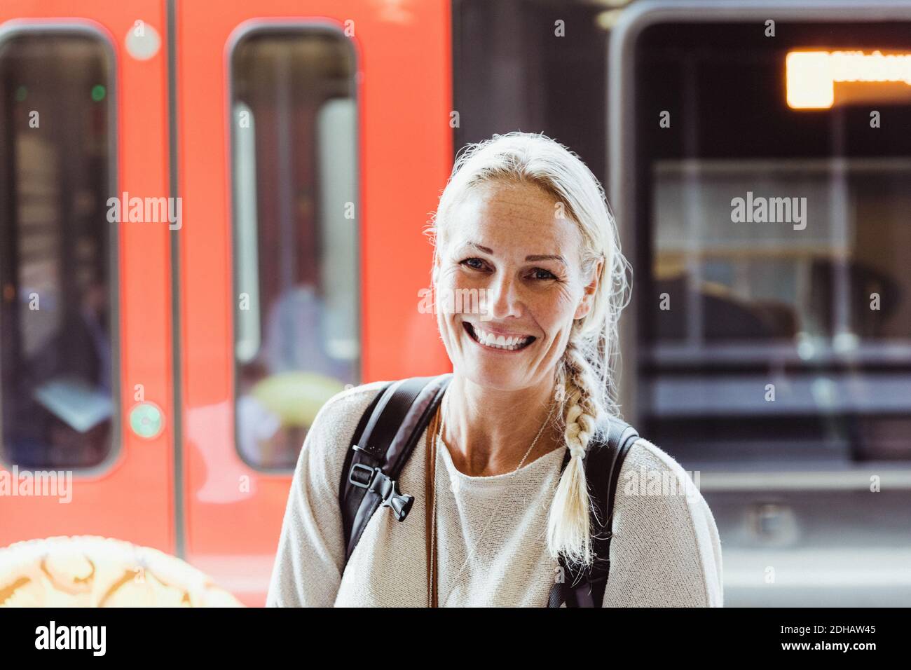 Mature woman on train station hi-res stock photography and images - Alamy