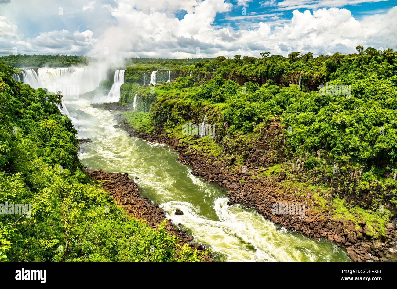 Iguazu Falls, the largest waterfall in the world, South America Stock