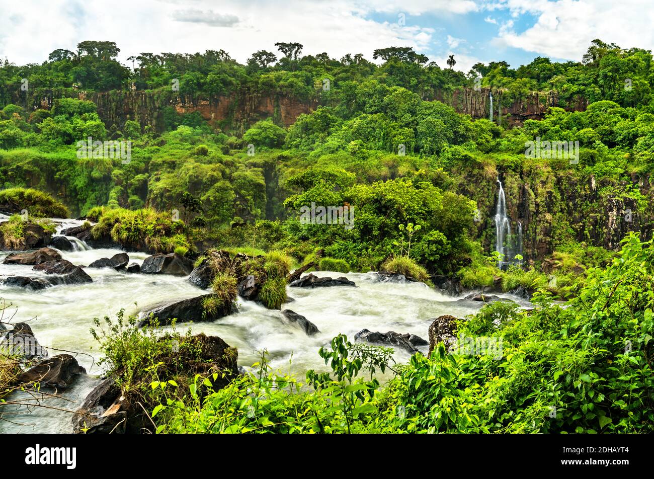 Iguazu Falls, the largest waterfall in the world, South America Stock