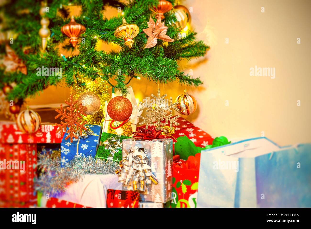 Christmas gifts under the Christmas Tree Stock Photo