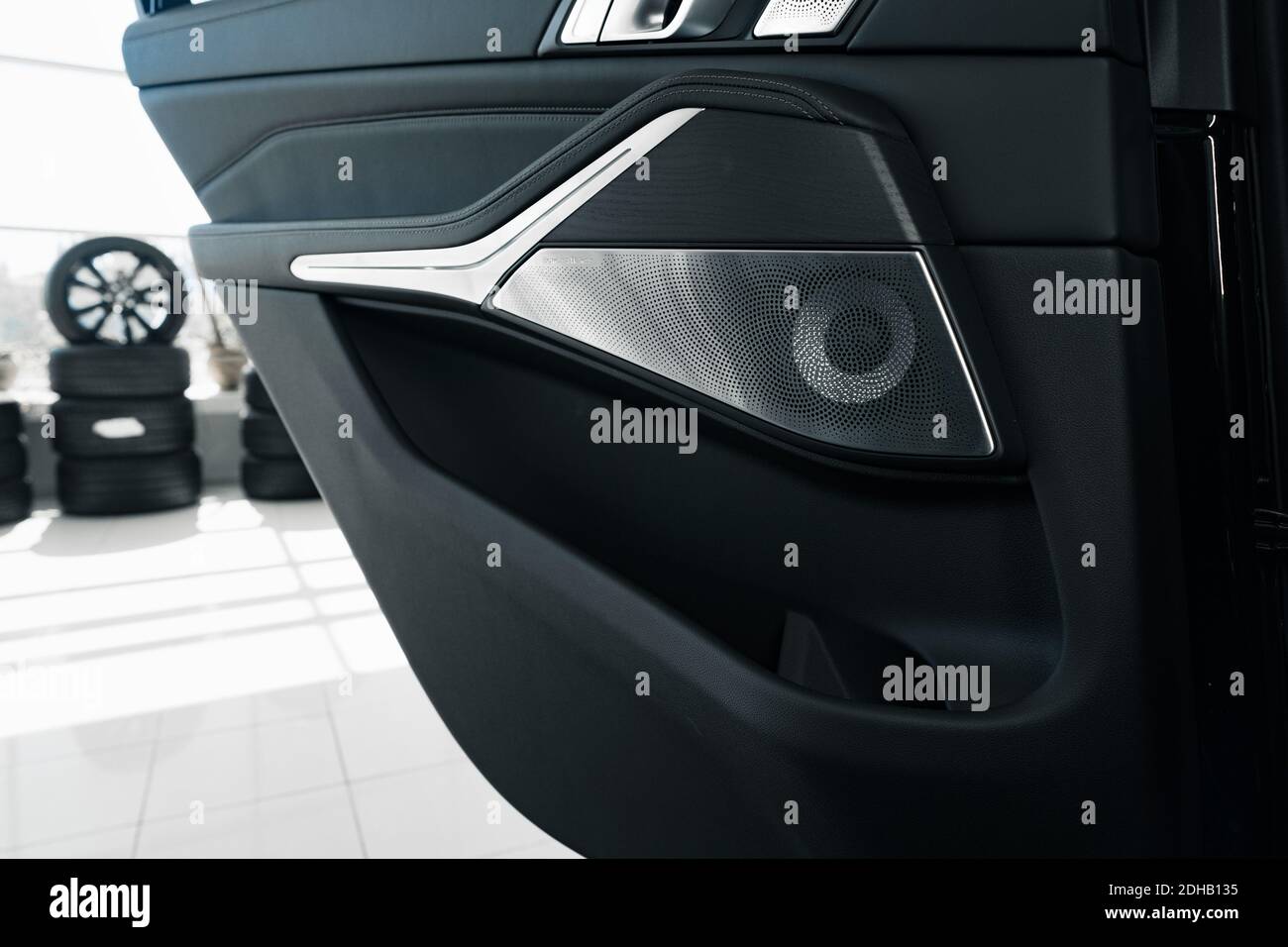 Audio speaker in a luxury car door Stock Photo Alamy