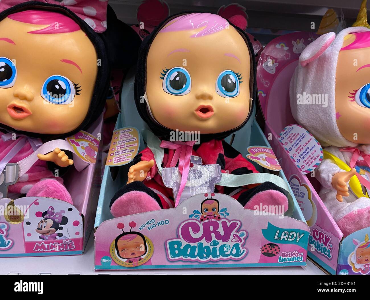 Viersen, Germany - October 8. 2020: Close up of IMC toys cry babies dolls  in shelf of german supermarket (focus on face of central doll Stock Photo -  Alamy