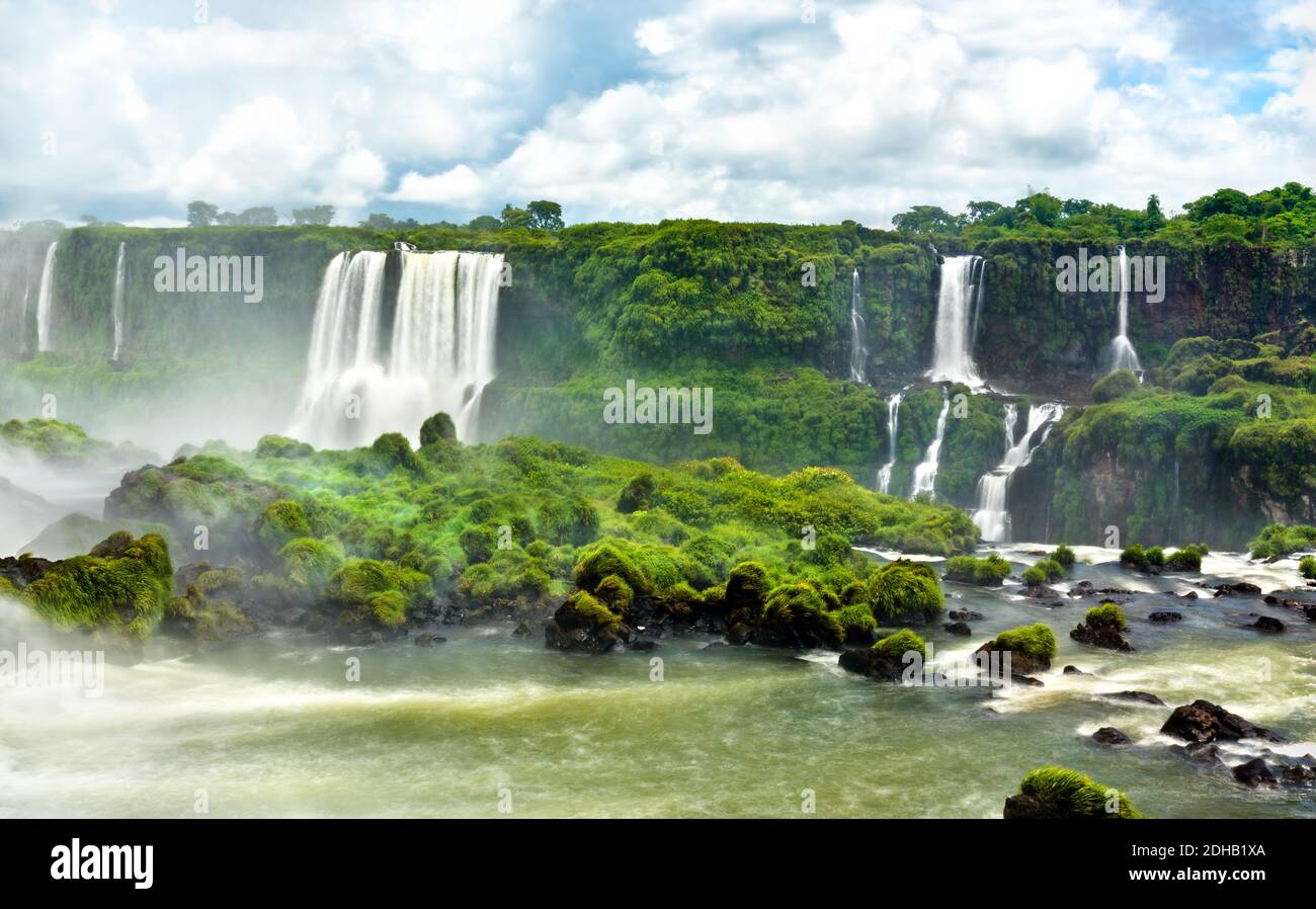 Iguazu Falls, the largest waterfall in the world, South America Stock