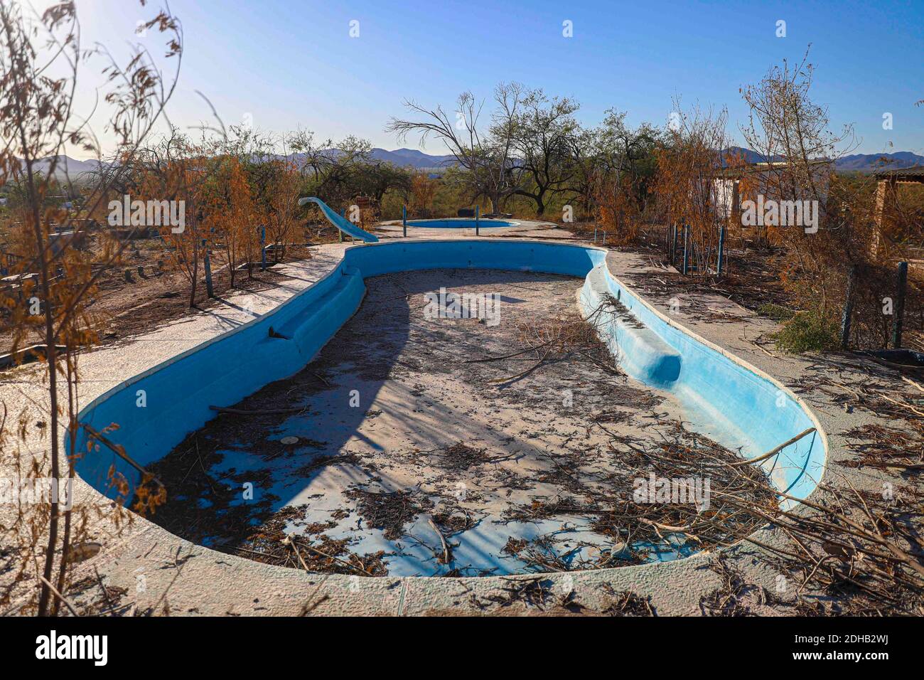 Pool, swimming pool and spa in deterioration due to abandoned and burned  located in the rural area of Real del Alamito in Sonora, Mexico ... Photo:  (Photo by Luis Gutierrez / Norte