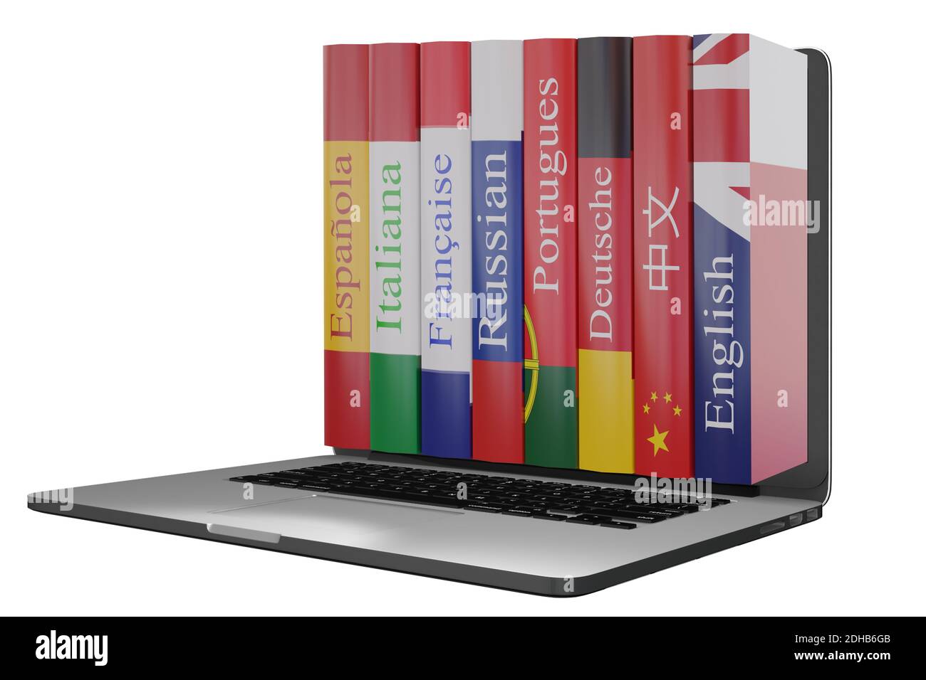 Online language learning - 3d rendering Stock Photo - Alamy
